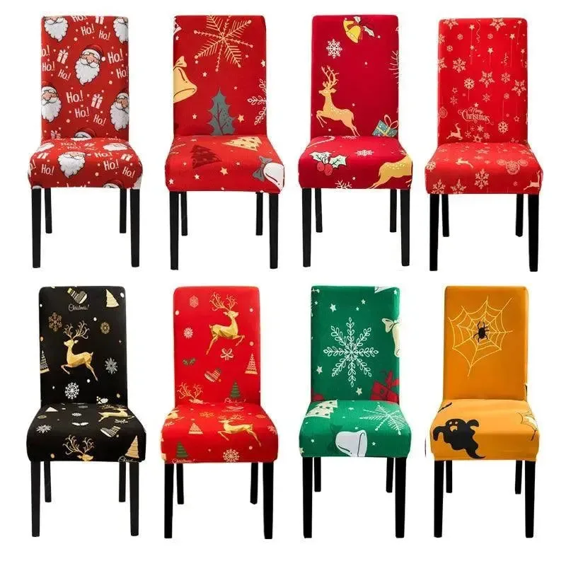 Kerststoelhoes met feestelijk dessin