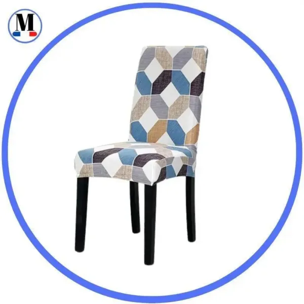 Stoelhoes met blauw en beige ruitpatroon