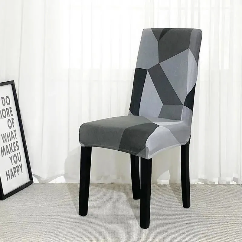 Stoelhoes grijs met geometrisch vlakkenpatroon
