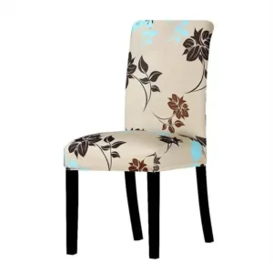 Stoelhoes crème met bruine bloemen