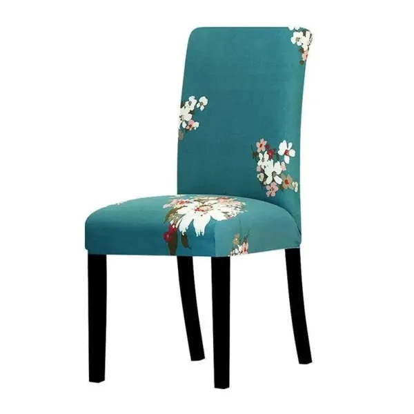 Stoelhoes petrolblauw met witte bloemen