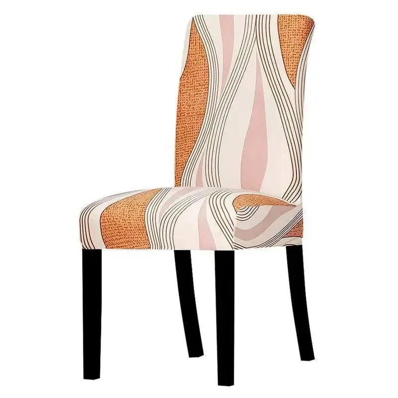 Stoelhoes met golvend abstract patroon, oranje en roze