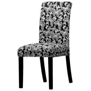 Stoelhoes met zwart-witte bloemenprint