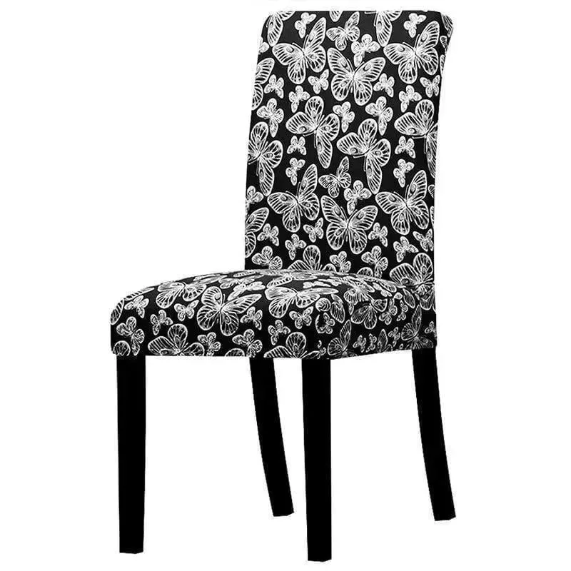 Stoelhoes met zwart-witte bloemenprint