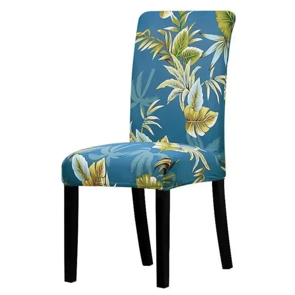Stoelhoes blauw met geel bladmotief