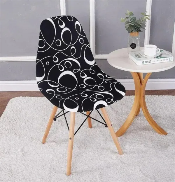 Scandinavische stoelhoes, zwart met witte cirkels