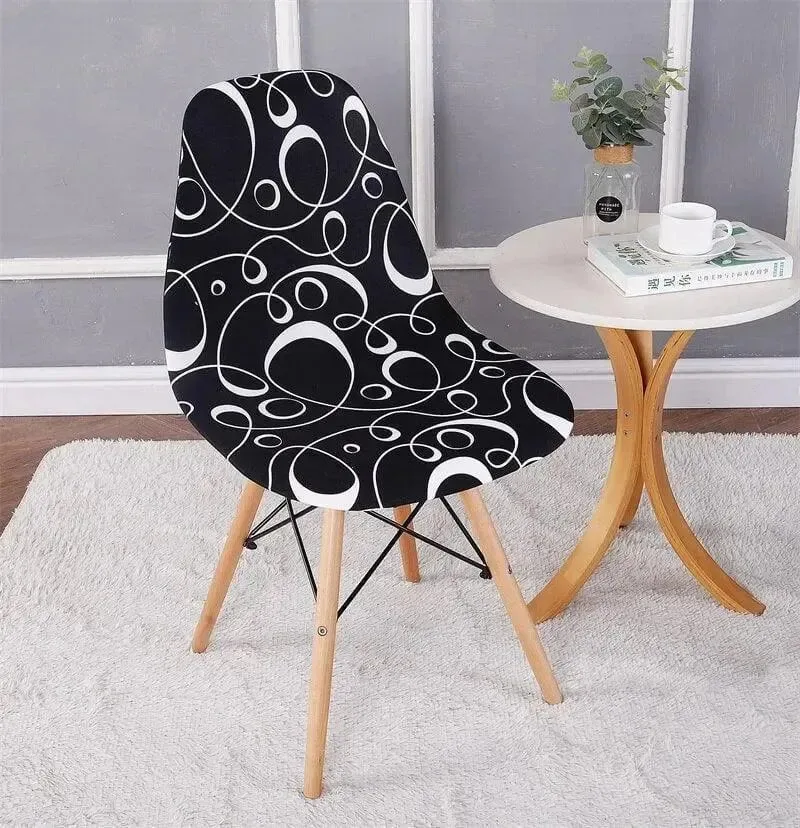 Scandinavische stoelhoes, zwart met witte cirkels