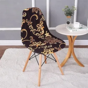 Scandinavische stoelhoes, zwart met gouden arabesken