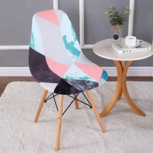 Scandinavische stoelhoes, pastel patchwork roze en turquoise