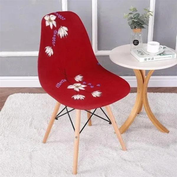 Scandinavische stoelhoes, rood bloemmotief