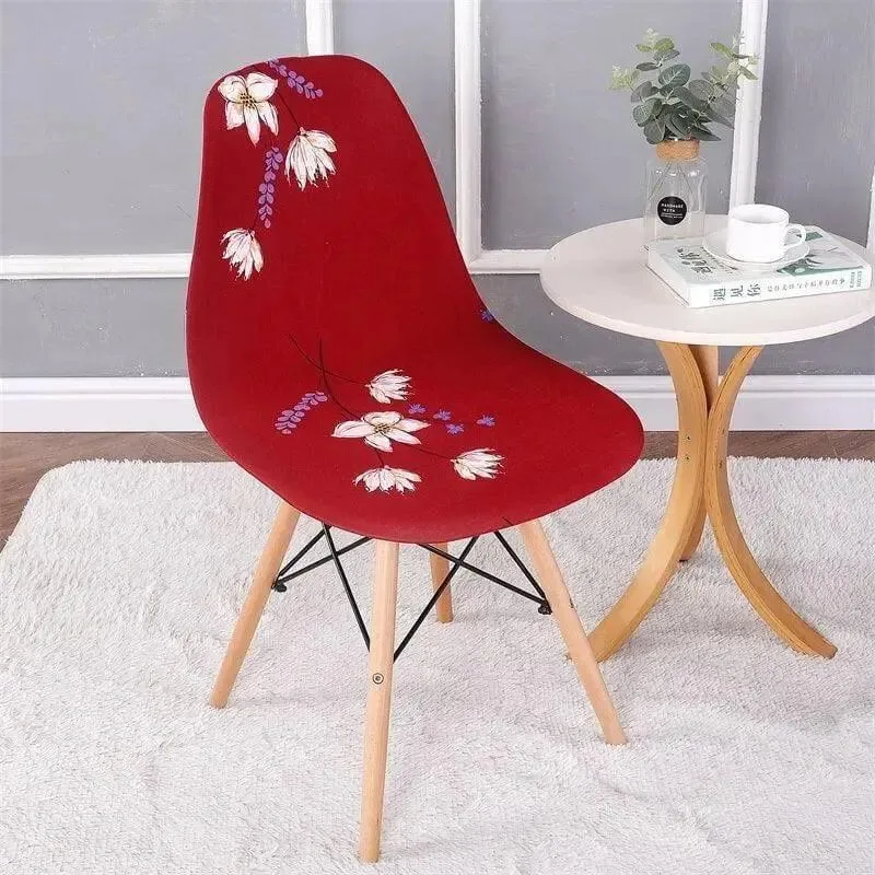 Scandinavische stoelhoes, rood bloemmotief