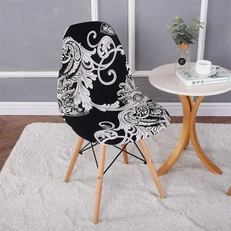Scandinavische stoelhoes, zwart-wit damastmotief