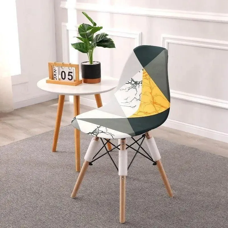 Hoes voor Scandinavische stoel, geel en groen patchwork