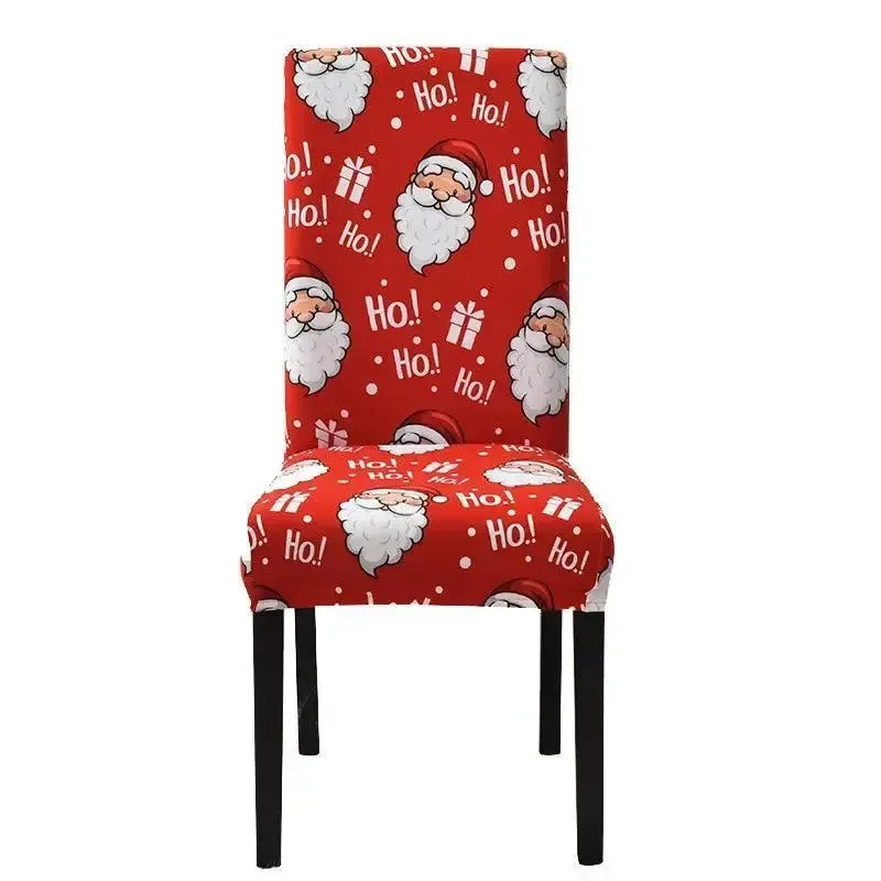 Kerststoelhoes met Sinterklaasdessin, rood, voor eettafelstoel.