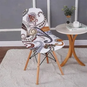 Scandinavische stoelhoes, crème met gouden paisley