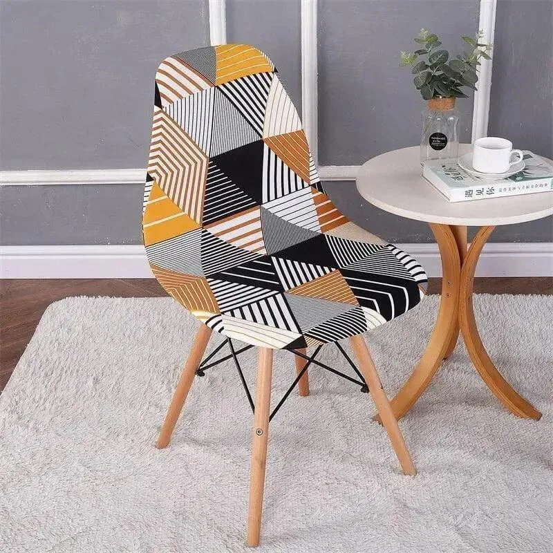 Scandinavische stoelhoes, geel en zwart patchwork