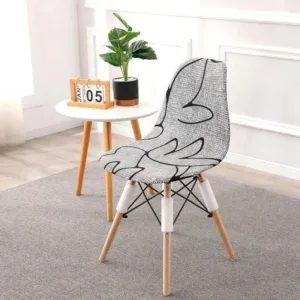 Scandinavische stoelhoes, grijze abstracte bladeren
