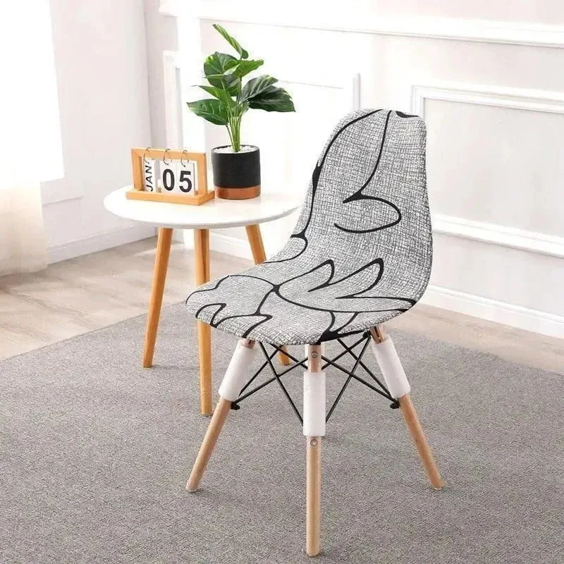 Scandinavische stoelhoes, grijze abstracte bladeren