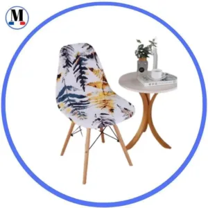 Scandinavische stoelhoes, wit met gele en zwarte bladeren