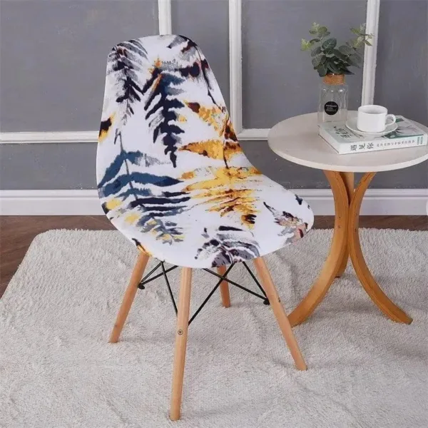 Scandinavische stoelhoes, wit met gele en zwarte bladeren
