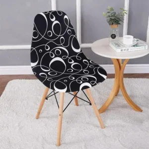 Scandinavische stoelhoes, zwart met witte cirkels