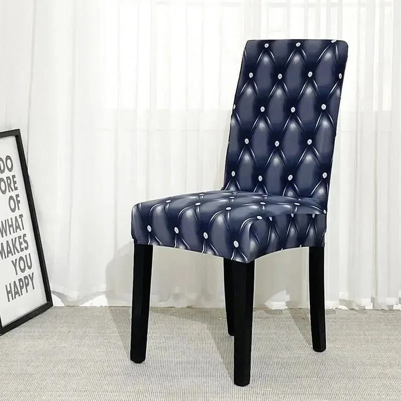 Stoelhoes marineblauw met capitonprint