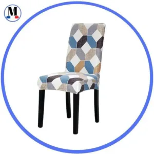 Stoelhoes met blauw en beige ruitpatroon